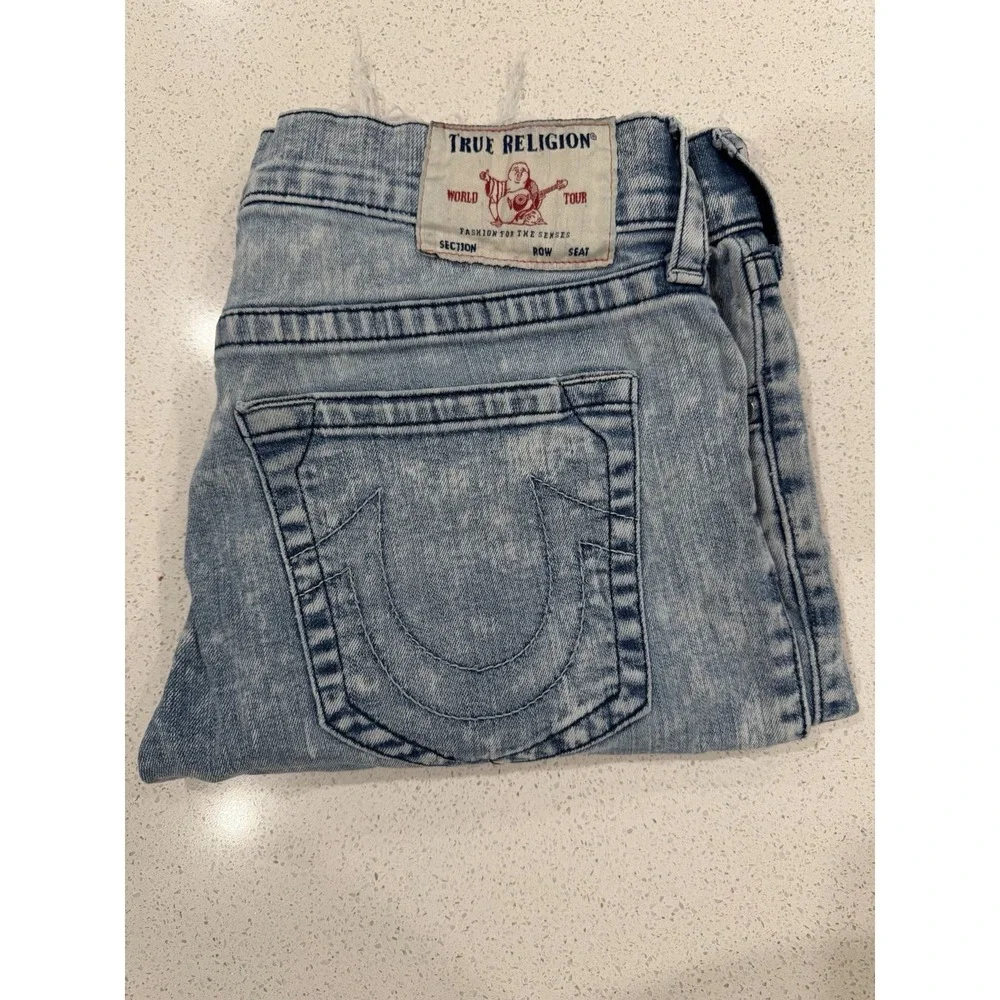 True Religion Men's Ricky Relaxed Straight jean shorts Acid Wash Size 33